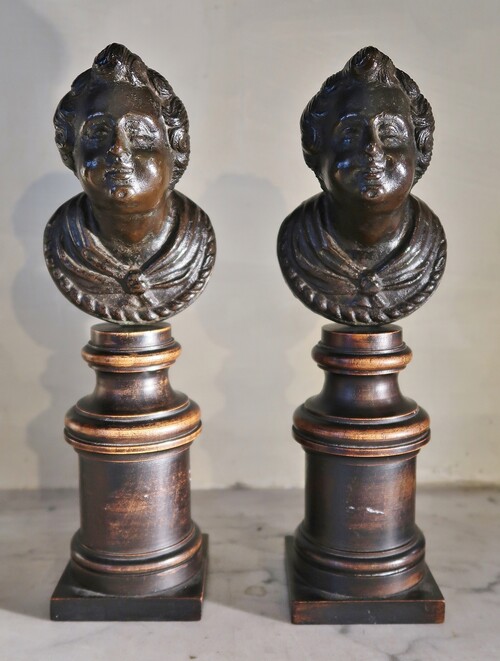 Pair of Bronze Child Busts