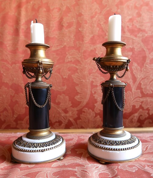 Pair of late 18th century candelholders