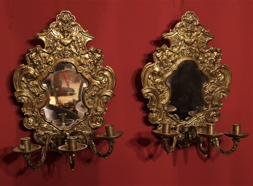 Pair of Louis XIV style mirored wall lights