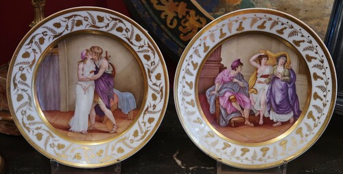 Pair of Plates with Greek Tragedy Scene