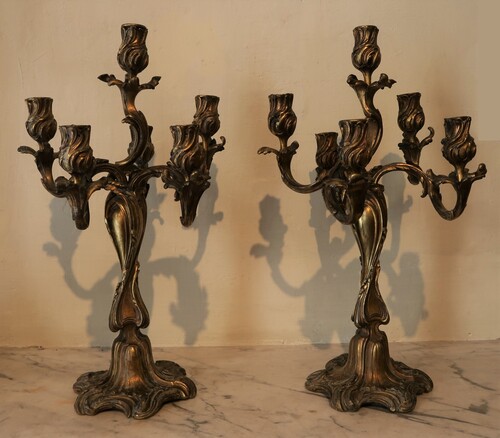 Pair of rococo style candlehoulders