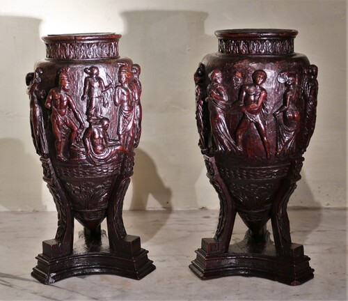 Pair of Vases with Antique Frieze Decoration