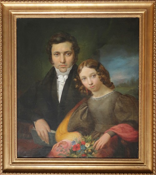 School of F. J. Navez, Portrait of a Father and his Daughter