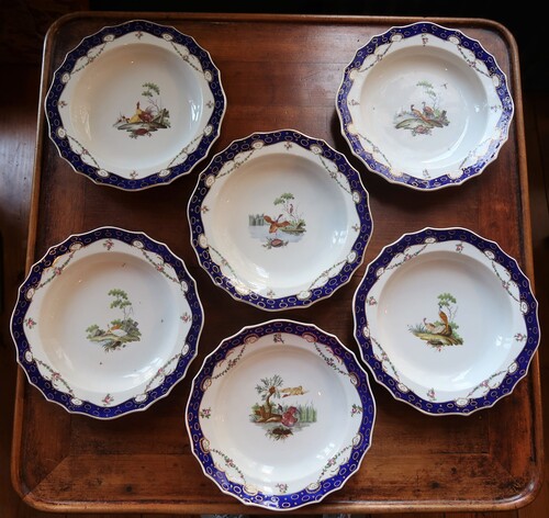 Six Tournai soup plates - painted in Den Haag
