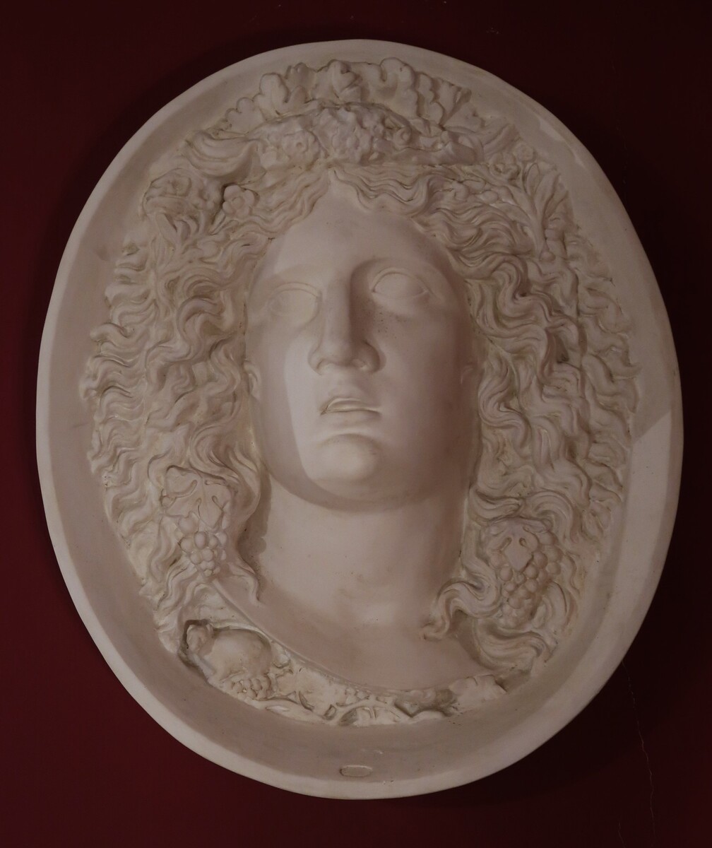 Large plaster mask allegory of Bacchus ?