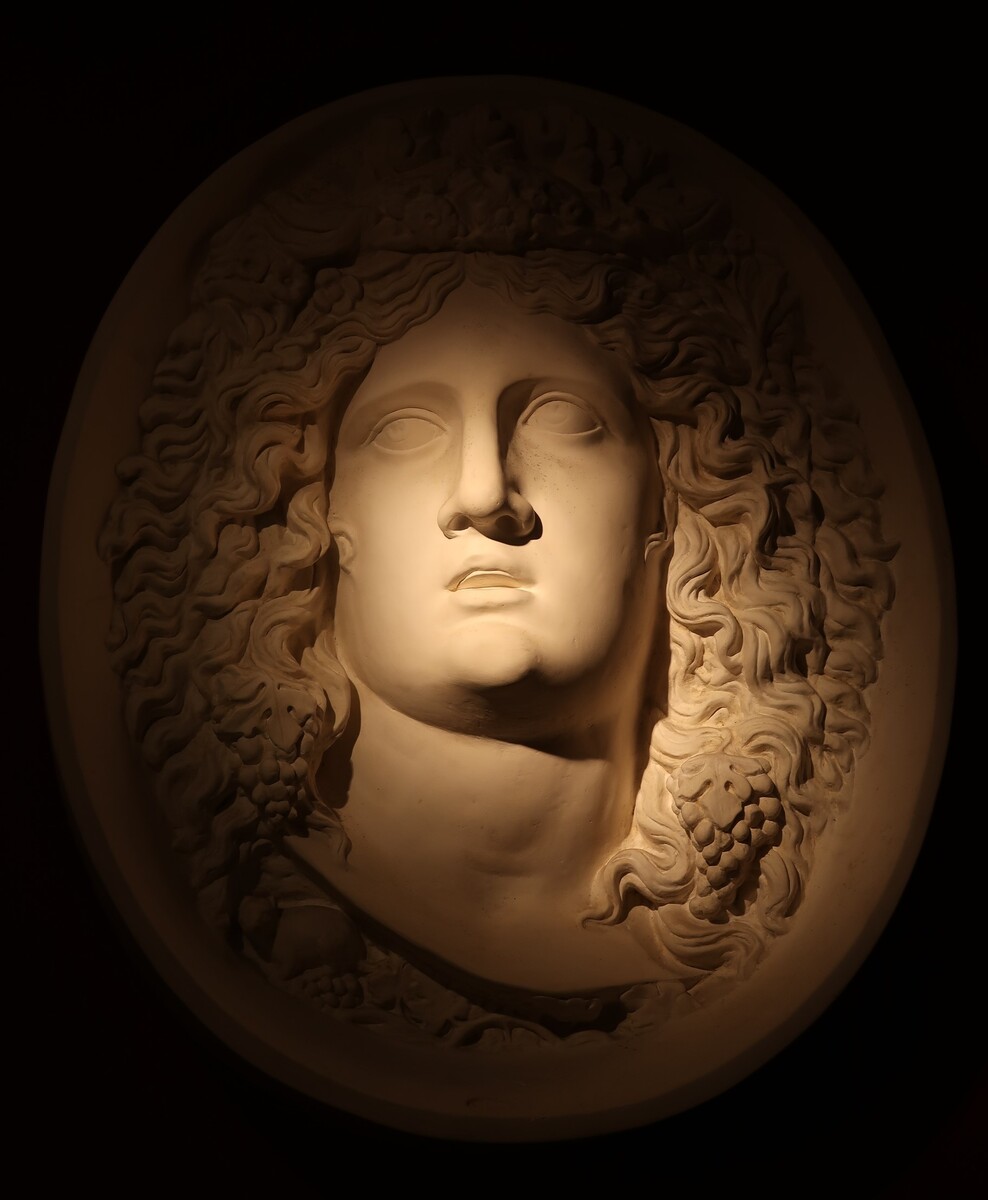 Large plaster mask allegory of Bacchus ?