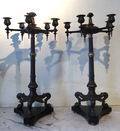 Pair of candelholders