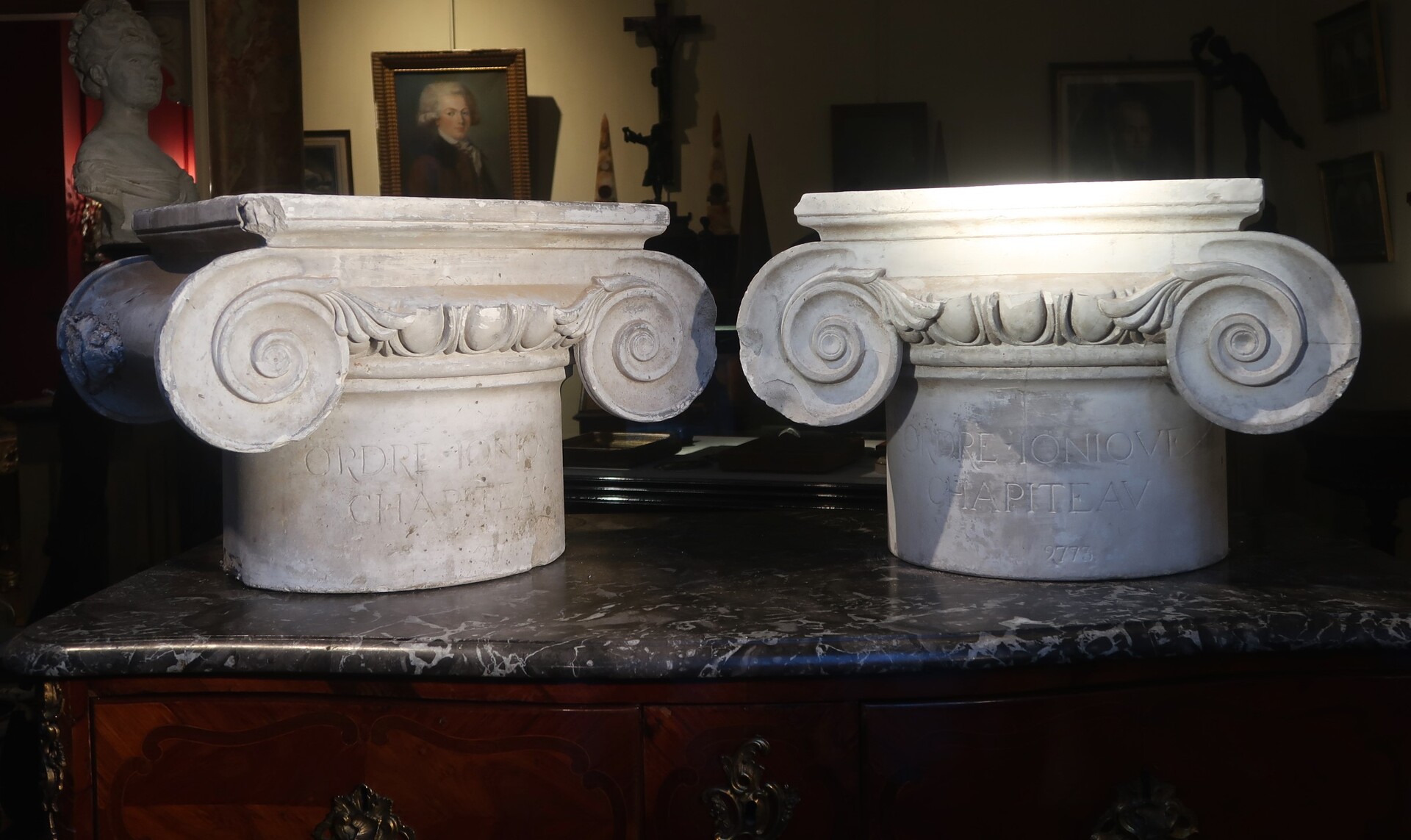 Pair of Ionic capitals