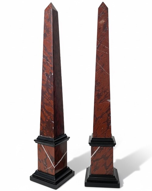 Pair of large marble obelisks