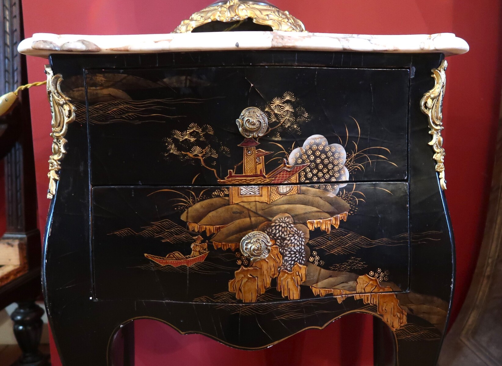 Pair of Louis XV style commodes in Chinese style