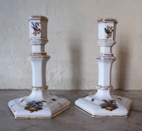 Pair of porcelain candelholders