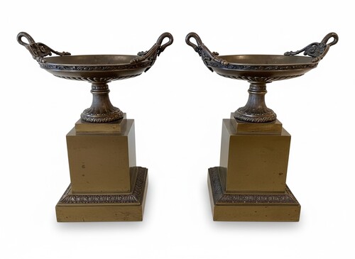 Pair of Restoration style hand-held cup on a stand