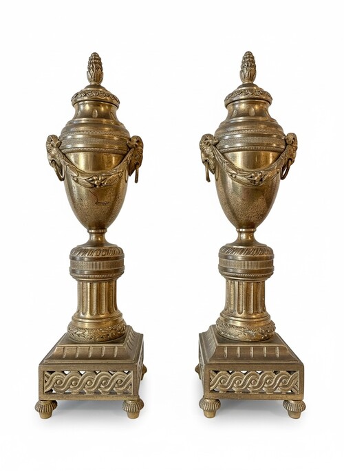 Pair of reversible cassolettes forming Louis XVI style candlesticks