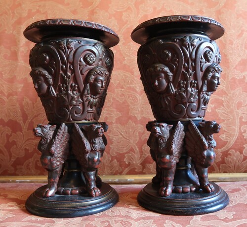 Pair of vases with griffins