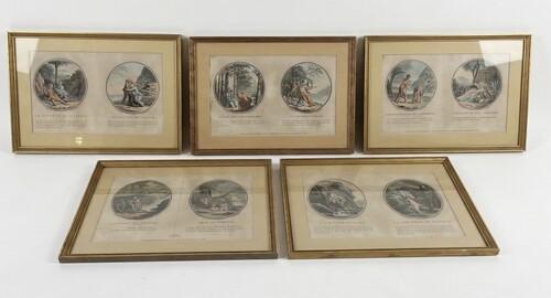 Suite of 5 vews of 10 medallions representing the story of Paul and Virginie.